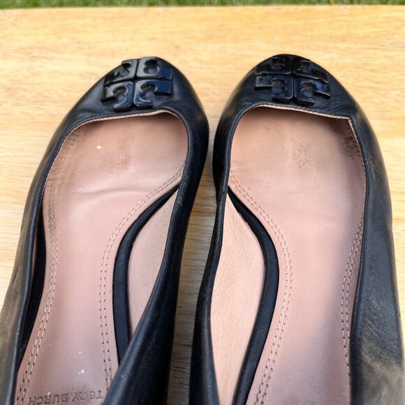 Tory Burch Lowell 2 Black Leather Ballet Flats Size 7.5 - Picture 7 of 10
